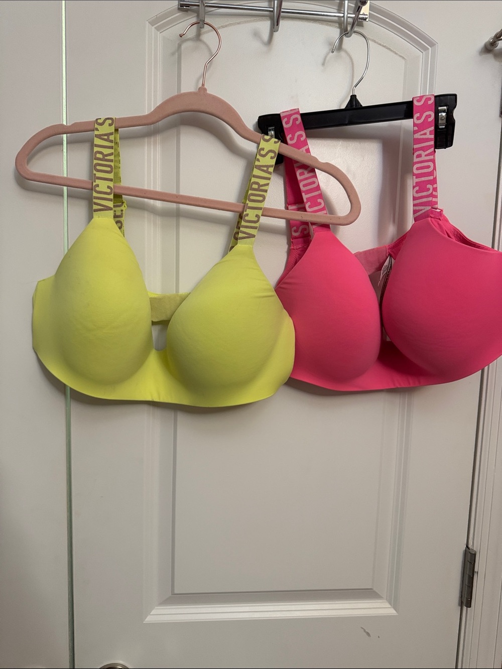 Victoria's Secret Neon Yellow and Hot Pink T-Shirt Bras
